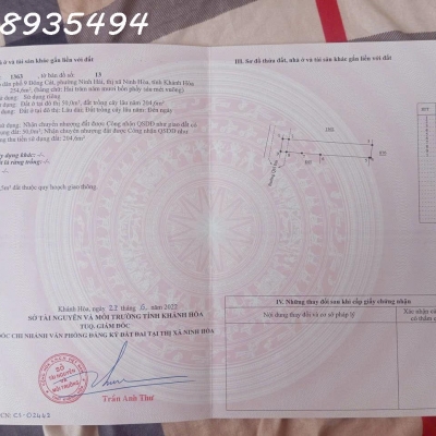 Hàng hiếm tại Phường Ninh Hải, Thị xã Ninh Hòa, Khánh Hòa, DT 254.6 m2, giá đầu tư