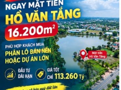 Bán Gấp! Đất 1.62ha Hồ Văn Tắng, Tân Phú Trung, Củ Chi. Đầu tư sinh lời 113 tỷ