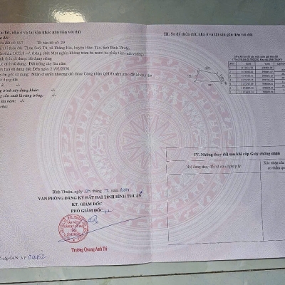 CƠ HỘI ĐẦU TƯ: 1033m2 ĐẤT THỔ CƯ THẮNG HẢI - HÀM TÂN - BÌNH THUẬN - GIÁ CHỈ 1 TỶ - SỔ ĐỎ