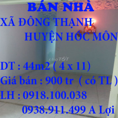 BÁN NHÀ XÃ ĐÔNG THẠNH HUYỆN HÓC MÔN TPHCM