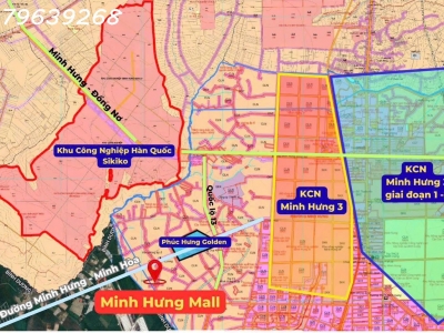 BÁN ĐẤT GIÁ RẺ-  CÓ THỔ CƯ- SỔ SẴN- GẦN KCN MINH HƯNG- GIÁ CHỈ TỪ 595TR