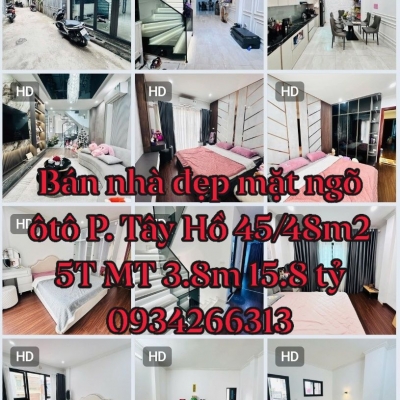 Tin chuẩn 100% Bán nhà đẹp mặt ngõ ôtô P. Tây Hồ 48m2 5tầng chào hơn 15tỷ