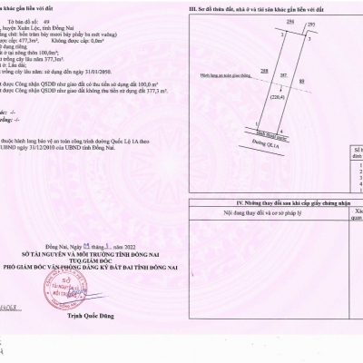 Gần 10m Mặt tiền Quốc Lộ 1A, sẳn 100m2 thổ cư, Xuân Hòa cần bán