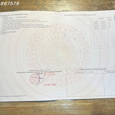 Lô đất Vân Thạch, Ninh Xuân, Ninh Hoà, Khánh Hoà