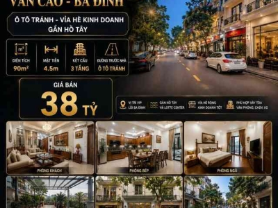 BÁN NHÀ PHÂN LÔ QUẦN NGỰA - VĂN CAO - BA ĐÌNH - Ô TÔ TRÁNH - VỈA HÈ KINH DOANH  - 90M2 - MT 4.5M - 38 TỶ