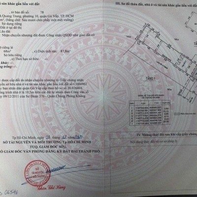 Đất hẻm 417/49/42A Quang Trung, Phường 10, Gò Vấp, Hẻm 2,5m, 3,6x20m, NH 4,4m, Cn 69,1 m2, 4,85 tỷ TL Lộc