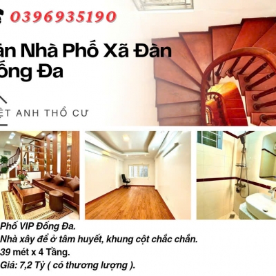 Bán nhà phố Xã Đàn_Nhà Dân Xây_Sổ Đỏ Chính Chủ_39mx4T_Giá: 7.2 Tỷ_Lh: 0396935190.