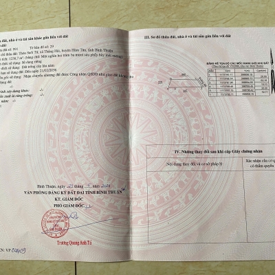 BÁN ĐẤT THỔ CƯ QUỐC LỘ 55, THẮNG HẢI, HẰM TÂN, BÌNH THUẬN - 1236M2 - 1.2 TỶ - SỔ ĐỎ