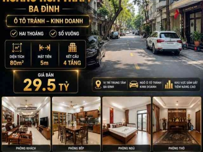 BÁN NHÀ HOÀNG HOA THÁM - BA ĐÌNH - Ô TÔ TRÁNH KINH DOANH - HAI THOÁNG - 80M2 - 4 TẦNG - MT 5M - 29.5 TỶ