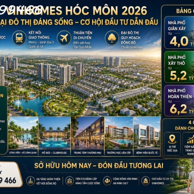 VINHOMES HÓC MÔN 2026 ĐẠI ĐÔ THỊ ĐÁNG SỐNG – CƠ HỘI ĐẦU TƯ DẪN ĐẦU