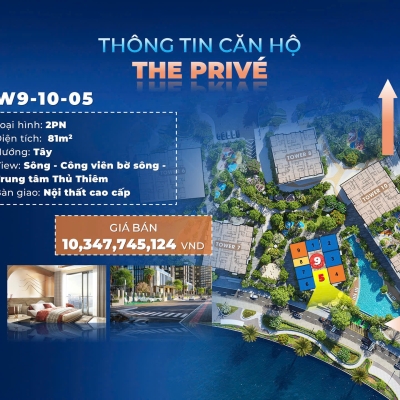 Bán căn hộ 2 PN dự án The Prive trung tâm quận 2 view ba mặt giáp sông. chỉ 10% ký Hợp đồng mua bán