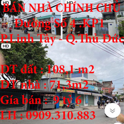 BÁN NHÀ CHÍNH CHỦ Ở PHƯỜNG LINH TÂY, QUẬN THỦ ĐỨC, TP HCM