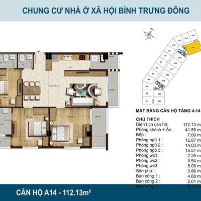 Bán căn hộ 3PN, 3WC tại Blue Sky Tower, 3,7 tỷ, 115m2, Quận 2, HCM giá ưu đãi
