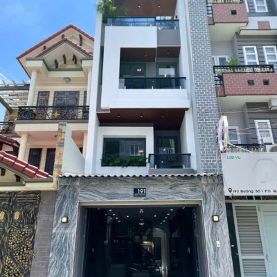 Nhà MT 191 Đường số 1, Phường 11, Gò Vấp, MT 10m, 4x21,5m, Cn 86,1 m2, trệt 3 lầu, ST, 4PN, 5WC, Phòng Gym, Full nội thất, Thang máy, 15,3 tỷ TL