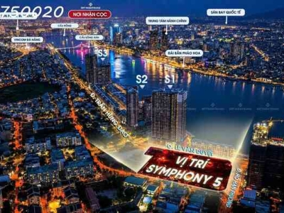 Bán căn hộ Symphony 5 tầng 24 trực diện sông Hàn, view trọn vịnh Đà Nẵng.