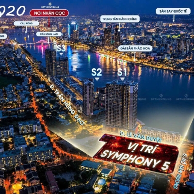 Bán căn hộ Symphony 5 tầng 24 trực diện sông Hàn, view trọn vịnh Đà Nẵng.