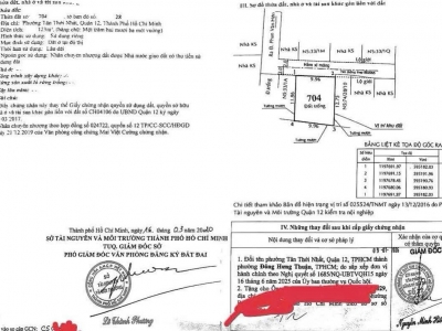 Đất hẻm 74/28/8 Phan Văn Hớn, Phường Tân Thới Nhất, Quận 12, Hẻm 4m, 10x12,5m, Cn 123 m2, 8 tỷ TL