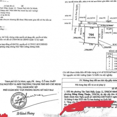 Đất hẻm 74/28/8 Phan Văn Hớn, Phường Tân Thới Nhất, Quận 12, Hẻm 4m, 10x12,5m, Cn 123 m2, 8 tỷ TL