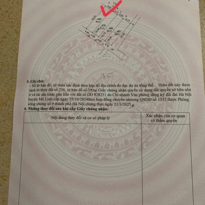 Bán đất tổ 3, Chi Đông, Mê Linh. Gần KCN Quang Minh và chợ đình Chi Đông