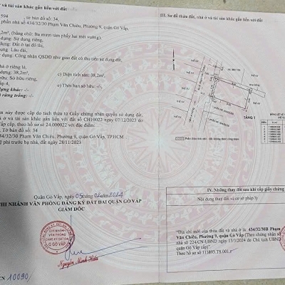 Nhà hẻm 434/30/32 Phạm Văn Chiêu, Phường 9, Gò Vấp, Hẻm 4m, 4,5x9,7m, Cn 38,2 m2, Cấp 4, 4,7 tỷ TL Lộc