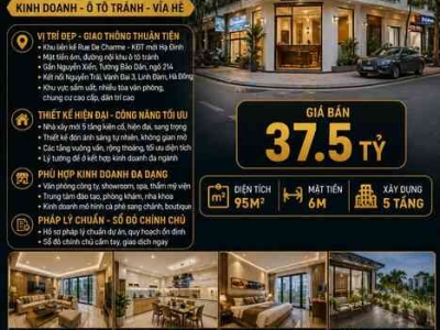 BÁN LIỀN KỀ NGUYỄN XIỂN - THANH XUÂN - KINH DOANH - Ô TÔ TRÁNH - 95M2 - MT 6M - GIÁ 37.5 TỶ