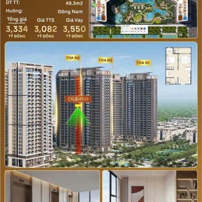 Bán căn hộ cao cấp Masteri Trinity Square – Vinhomes Ocean Park 2  1PN+, View đẹp, Giá chỉ từ 3 tỷ