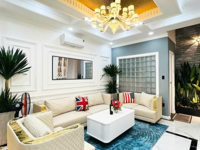 Nhà MT 158 Đường số 59, Phường 14, Gò Vấp, MT 10m, 4x15m, Cn 55,2 m2, trệt 3 lầu, ST, 3PN, 5WC, Phòng Karaoke, Phòng Xông hơi, Full nội thất, Thang máy, 13,9 tỷ TL