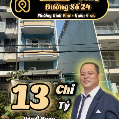???? NHÀ 5 TẦNG – MẶT TIỀN ĐƯỜNG SỐ 24 – BÌNH PHÚ QUẬN 6 - CHỈ 13 TỶ - TÌM NHÀ PHỐ