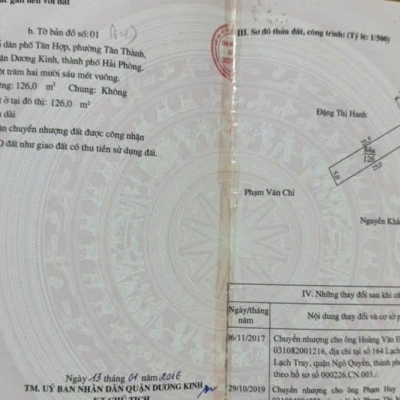 ???? 1.x tr/m2 – 126m2 Ngõ 169 Tân Thành Dương Kinh – Zalo 0567222555