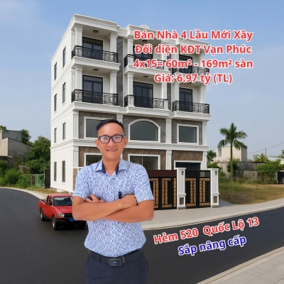 BÁN NHÀ 4 LẦU MỚI XÂY NGAY VẠN PHÚC - HẺM 520 QUỐC LỘ 13 - HIỆP BÌNH PHƯỚC - TP THỦ ĐỨC